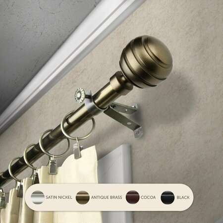 CENTRAL DESIGN 0.8125 in. Louise Curtain Rod with 28 to 48 in. Extension, Antique Brass 4891-284
